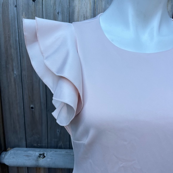 Tommy Hilfiger Blush Pink Scuba Sheath Dress with Flutter Sleeves - Picture 10 of 12